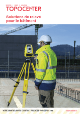 Brochure proposant un tableau comparatif et selon les usages du matériel Leica utilisé comme solution de relevé pour des chantions et dans le BTP